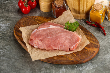 Raw pork schnitzel for cooking