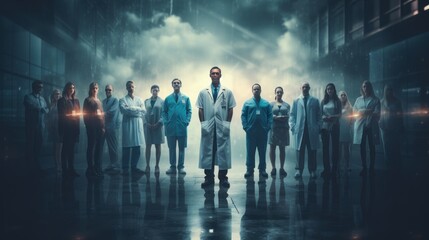 Team medical workers in a hospital - obrazy, fototapety, plakaty