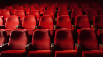 Fototapeta premium Empty theater red seats,Full Frame Shot Of Empty Chairs.