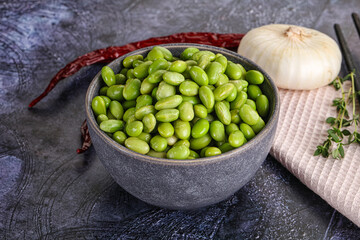 Bowl of delicious edamame beans
