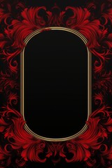 graphic vertical frame, red, flowers, black background, Cornice floreale rossa