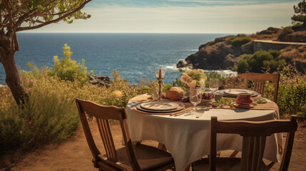 Dining table by the sea