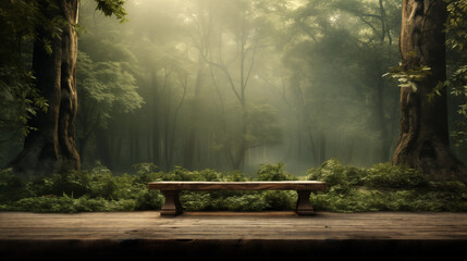 Bench for rest in the forest.