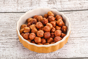 Heap of raw natural hazelnut