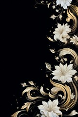 graphic vertical frame, white, flowers, black background, decoro floreale verticale rettangolare dorso carta cartolina copertina libro