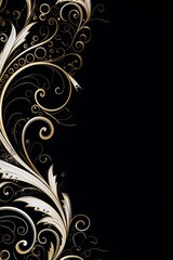 graphic vertical frame, white, flowers, black background, decoro floreale decorata verticale rettangolare dorso carta cartolina copertina libro
