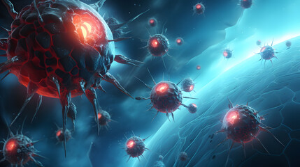 Microscopic view of cancer cells