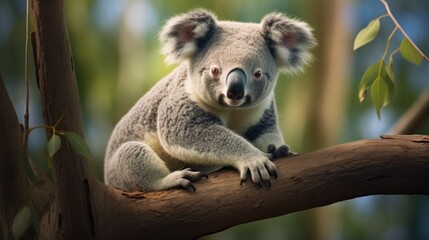 Adorable Koala on eucalyptus tree