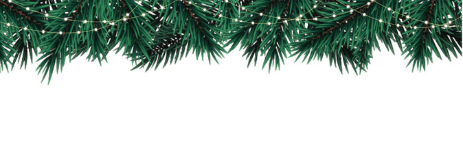 Vector Christmas Branches Border with light