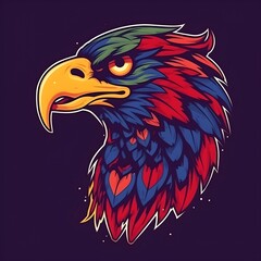 Eagle head mascot in bright vivid colors