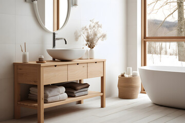 Nordic simple bathroom style with sink