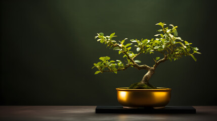 Bonsai tree on dark background