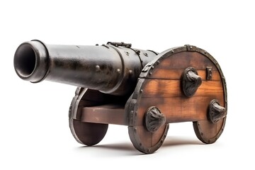 Old ancient cannon isolated on white background