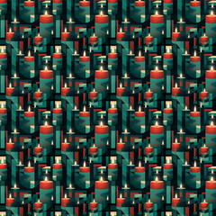 Fototapeta premium Glass green 3D Christmas Candles 4K