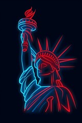 Abstract Statue of Liberty in neon color lines