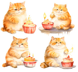 Fat cat eating pudding on Christmas Day