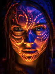 carnival mask on black background tribal light painting women