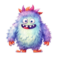 Cute Watercolor Monster . Monster Clipart. Monster Element. Watercolor Monster Illustration.