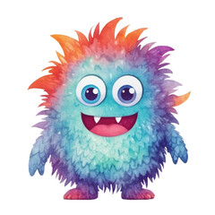 Cute Watercolor Monster . Monster Clipart. Monster Element. Watercolor Monster Illustration.