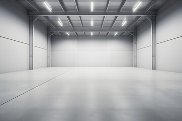 white warehouse or industrial warehouse empty space. Illustration.