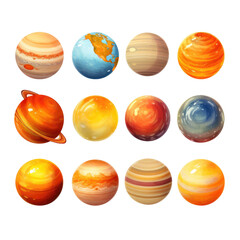 planets isolated on transparent background