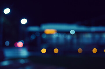 city ​​night lights cars defocused background