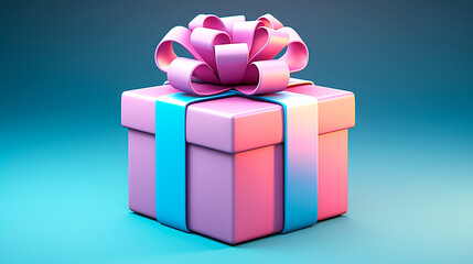 Obraz premium Regalo render 3d brillante - Cinta regalo rosa y azul obsequio modelado