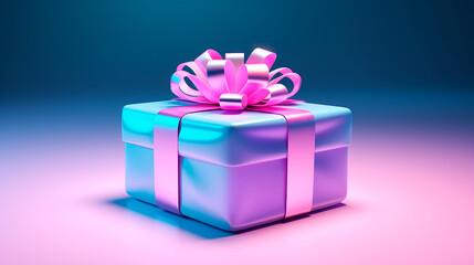 Obraz premium Regalo render 3d brillante - Cinta regalo rosa y azul obsequio modelado