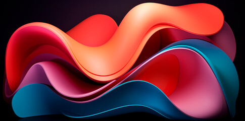 Fondo abstracto lineas- Rosa, azul, naranja - Lineas concepto renderizado 3d