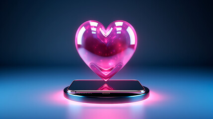 Corazón render 3d - Símbolo amor notificación pantalla - Notificacion me gusta like  - obrazy, fototapety, plakaty