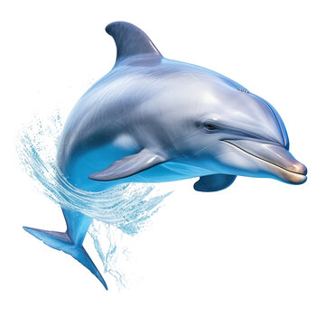 A dolphin photorealistic, transparent, background