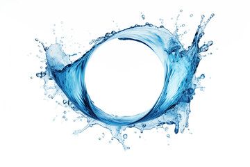 Water splash in circle shape on white background