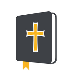 Obraz premium Holy Bible with Yellow Cross and Bookmark, Vector Icon