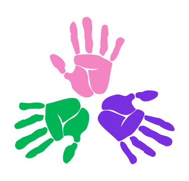 Handprint logo. Palm silhouette. Print hand with five fingers.