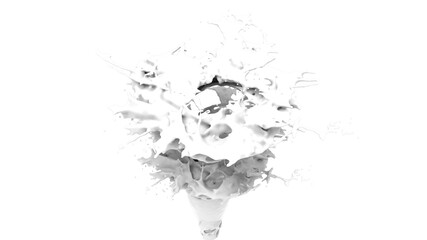 white milk splash 3d render illustration liquid wave for dairy