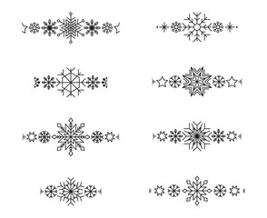 Snowflake border element. Winter snowflake silhouette for Christmas design