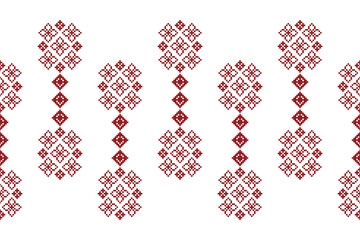 Ethnic geometric fabric pattern Cross Stitch.Ikat embroidery Ethnic oriental Pixel pattern white background. Abstract,vector,illustration. Texture,clothing,frame,decoration,motifs,silk,wallpaper.