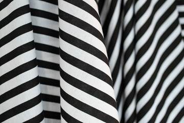 fabric printed in strips bw - 678843996