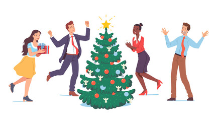 Business, office people celebrating New Year Day