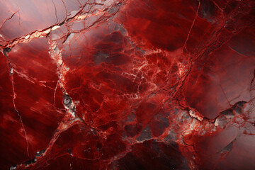 Rich red marble with gold vein accents on a dark base - obrazy, fototapety, plakaty