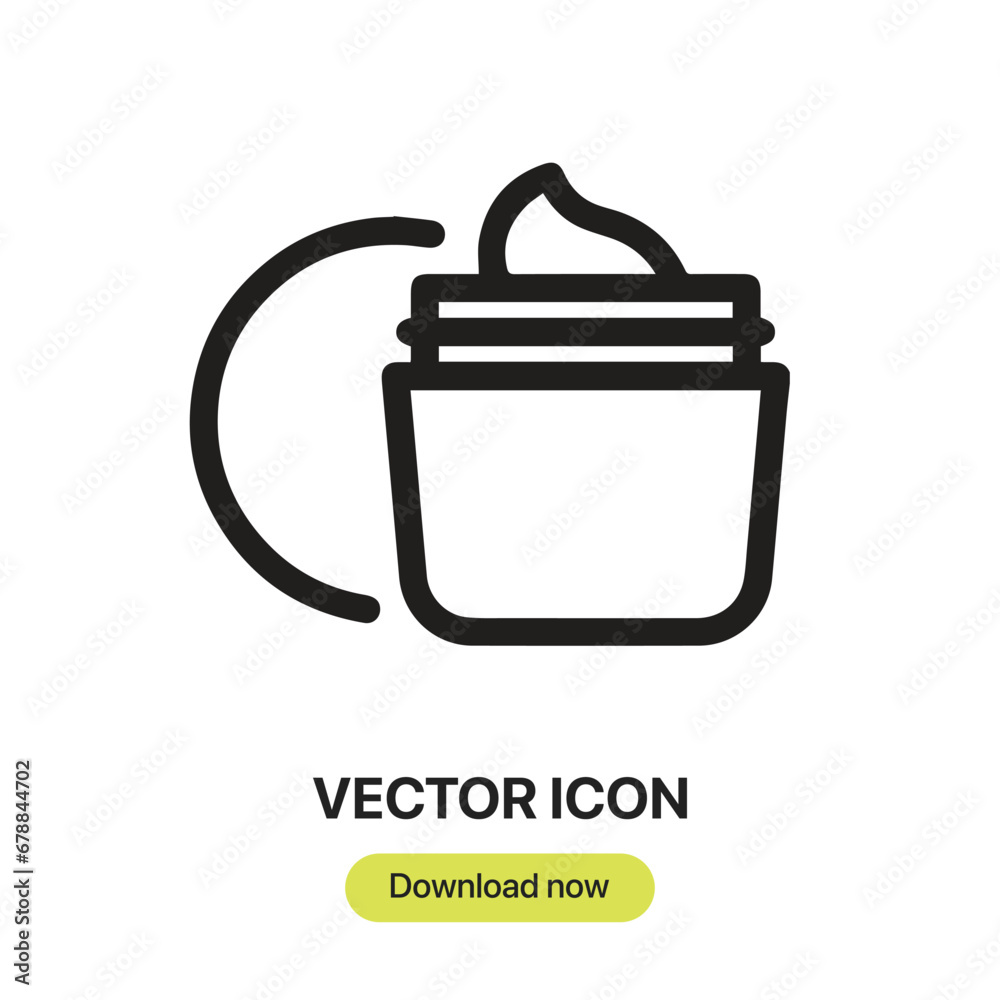 Fototapete Facial Cream icon vector. Linear-style sign for mobile concept and web design. Facial Cream symbol illustration. Pixel vector graphics - Vector.