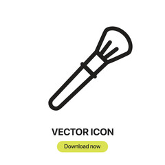 She inclined the Makeup Brush icon vector. Linear-style sign for mobile concept and web design. Inclined Makeup Brush symbol illustration. Pixel vector graphics - Vector.