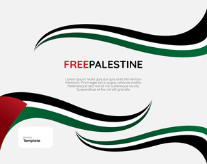 Free Palestine banner, with empty space for sentence. Template with Palestine flag for support of the ongoing war with Israel.