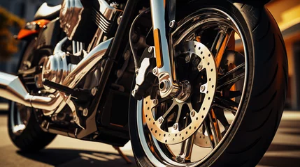 Poster Digital photo of the chrome super bike parts shining in the sun © mikhailberkut