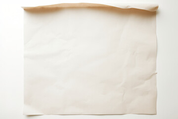 White parchment paper with rolled top edge and shadow