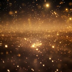 Fototapeta na wymiar An explosion of golden glitter with depth of field and bokeh. Great for backgrounds, presentations, posters, overlays, invites, greeting cards and more. 