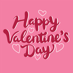 Happy Valentine's Day lettering banner. Square banner Happy Valentine's Day. Handwriting calligraphy holiday banner. Hand drawn vector art.
