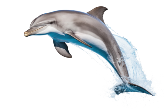 A dolphin jumping isolated on transparent background.