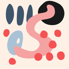Modern illusration with simple flat abstract shapes