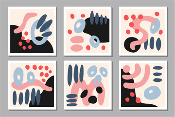 Set of modern illusration with simple flat abstract shapes